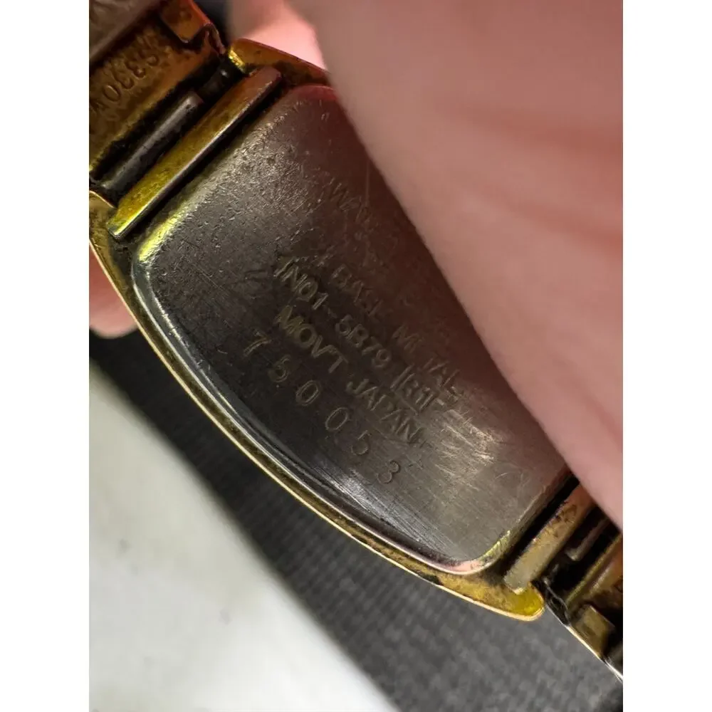 Vtg Seiko Watch Women 16mm Cream Dial Gold Tone Rectangle 1N01-5B79 Stretch Band
